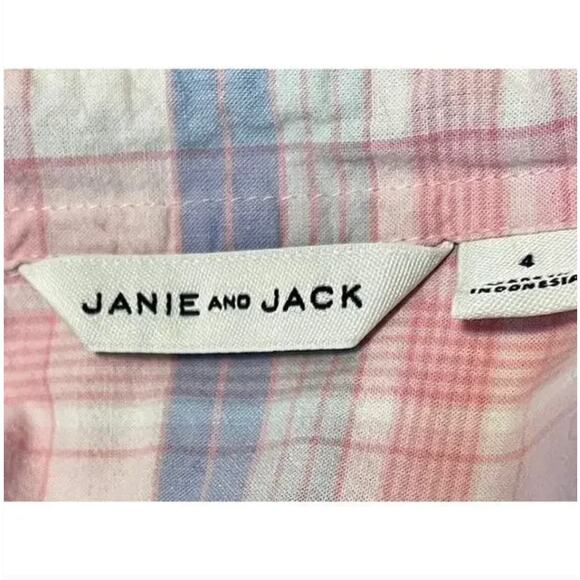 Janie and Jack Bubblegum Madras Plaid Button Down Shirt Size 4 - Picture 11 of 11